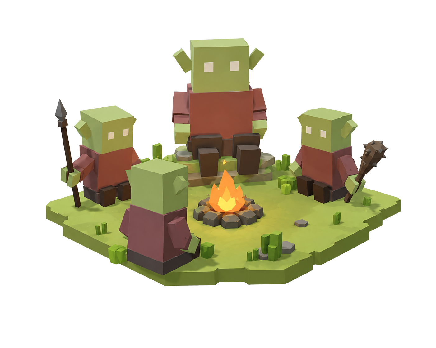 Goblin warband gathered around a campfire