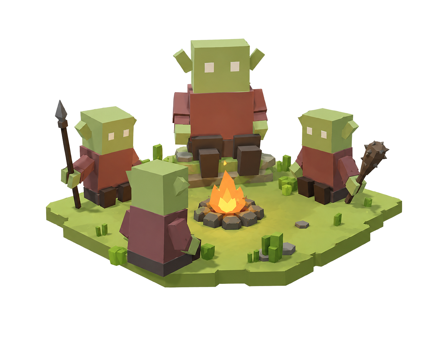 Goblin warband gathered around a campfire